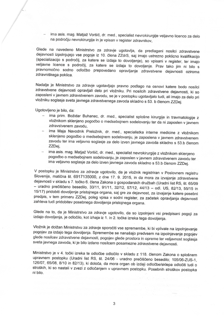 Specialist medical license – SWI-MEDICA Slovenia – page 3 of 4 – conditions for providing specialist healthcare